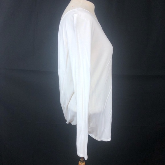 Express One Eleven Long Sleeve Faux Wrap Back Top in Off White Size Medium - Picture 2 of 7